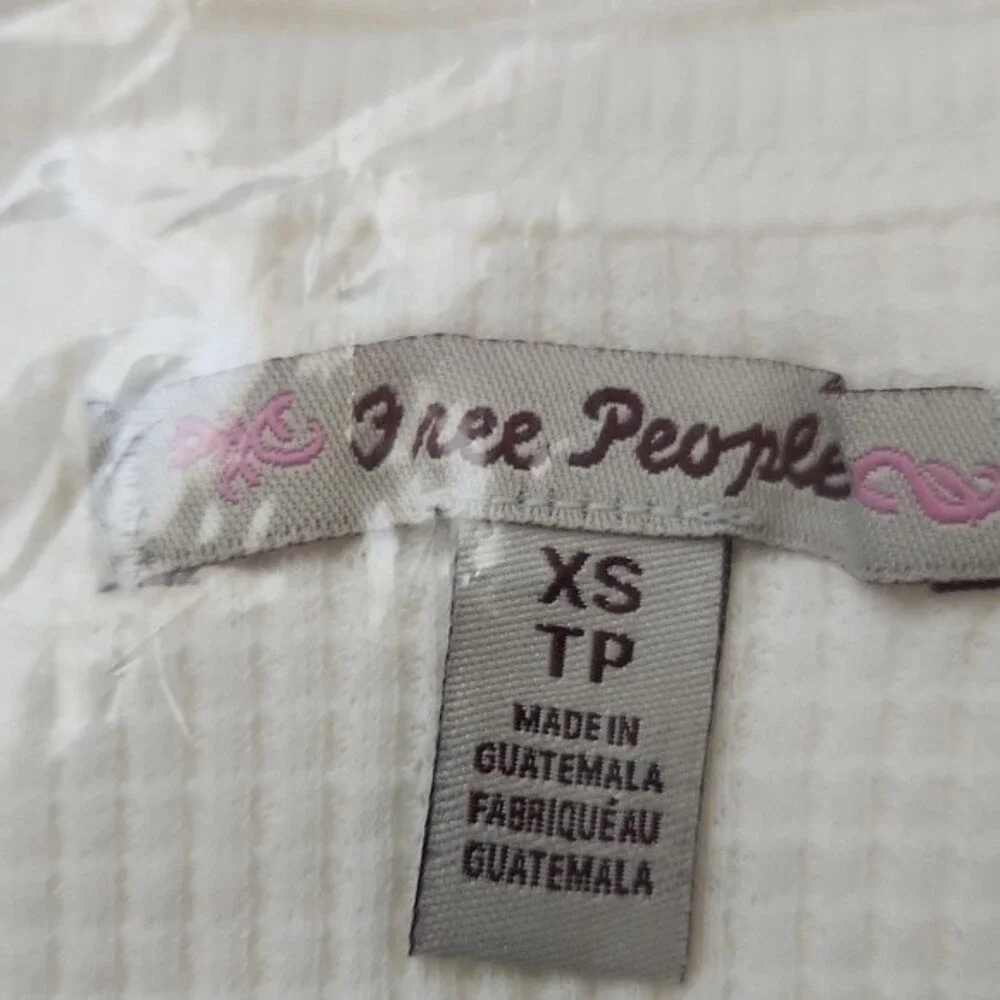 Free People Santa Clara Thermal Shirt Top Long Sleeve White size XS new w… - Picture 9 of 16